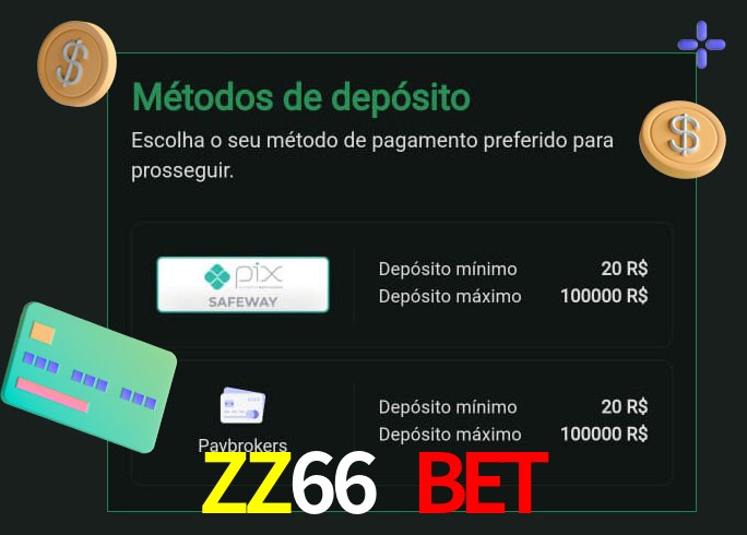 O cassino ZZ66 Bet oferece uma grande variedade de métodos de pagamento